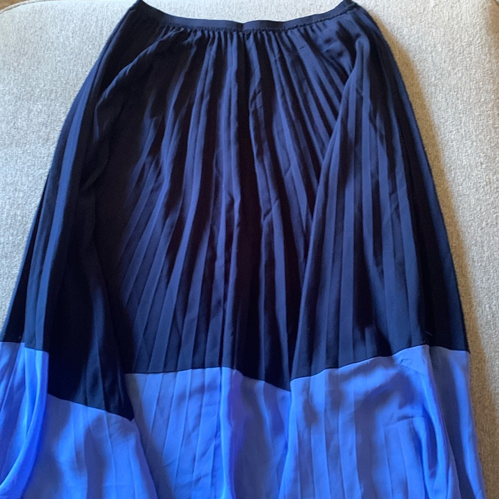 French connection navy blue light blue maxi skirt, size medium